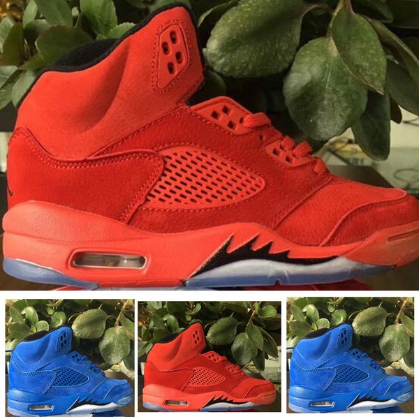 

5s flight suit east children kids basketball shoes 5 blue red suede sports sneaker 1.5y 2.5y 3y boy and girl toldder trainer, Black
