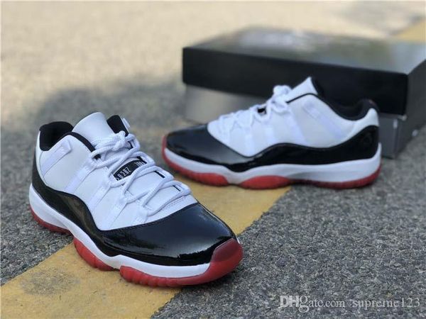 

air authentic 11 low white bred man basketball shoes 11s men black true red retro athletic sneakers with original box av2187-160
