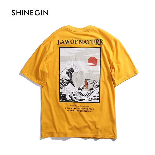 

brand clothing wave ukiyo cat men's letter t-shirt streetwear 2019 harajuku hip hop casual cotton tees by shinegin, White;black