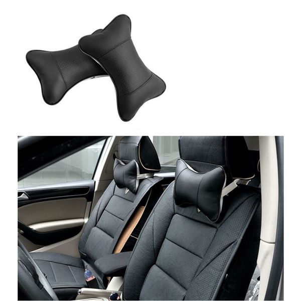 

2pcs car pillow leather neck headrest super soft memory foam auto seat cover head neck rest cushion hole-digging car headrest