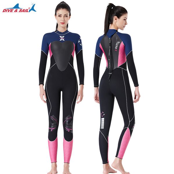 

women 3.5mm neoprene wetsuit one-piece diving suit full body water sport swim surfing snorkeling spearfishing wetsuits