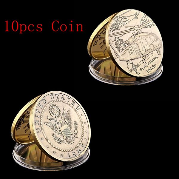 

Free Shipping 10pcs USA Army Air Force Blackhawk UH-60 Helicopter US Military Token Challenge Coin Metal Craft Gift