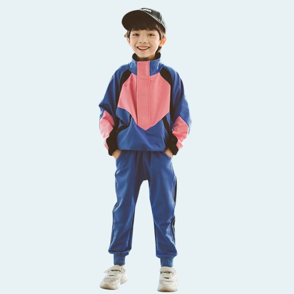 

kids clothes boys patchwork sweatshirt & pants boy clothes striped boys clothes set fall winter casual children's clothing t200414, White