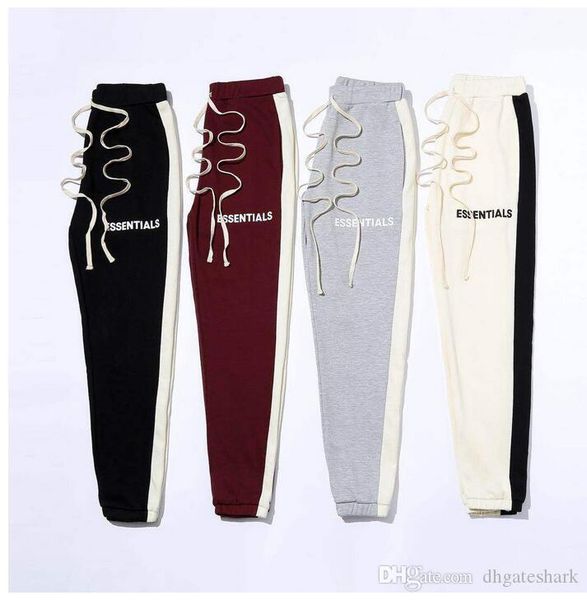 

new fear of god sweatpants men women cotton essentials casual joggers drawstring hip hop sweatpants gray, Black