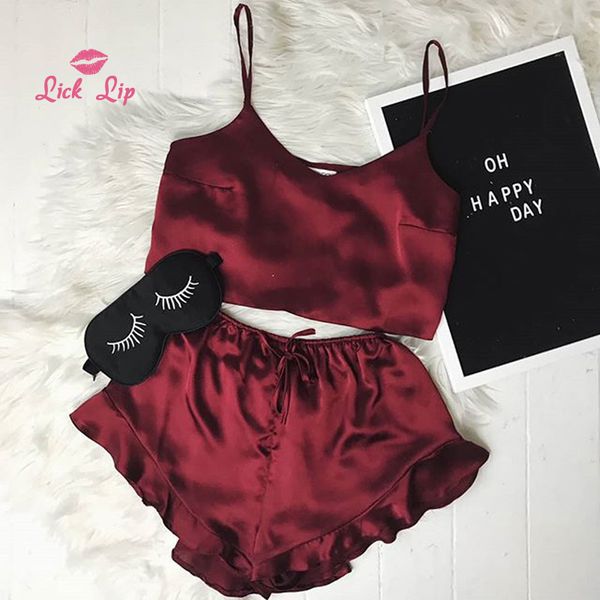 

lick lip v collar pajama sets ladies summer short and pants feminine nightwear loose fitting home suit girl swc5850-47, Blue;gray