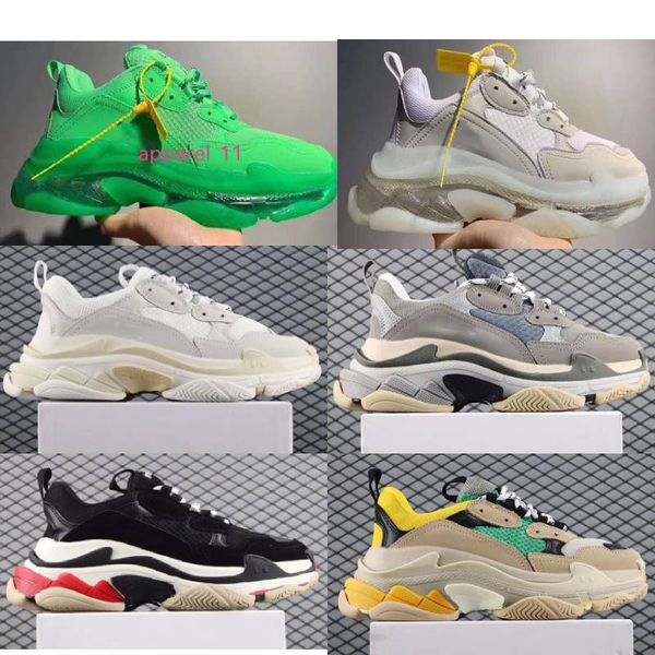 

2019 paris triple s clear bottom designer shoes luxury low sneakers triple s men's and women daddy platform sports trainers shoes 36-45