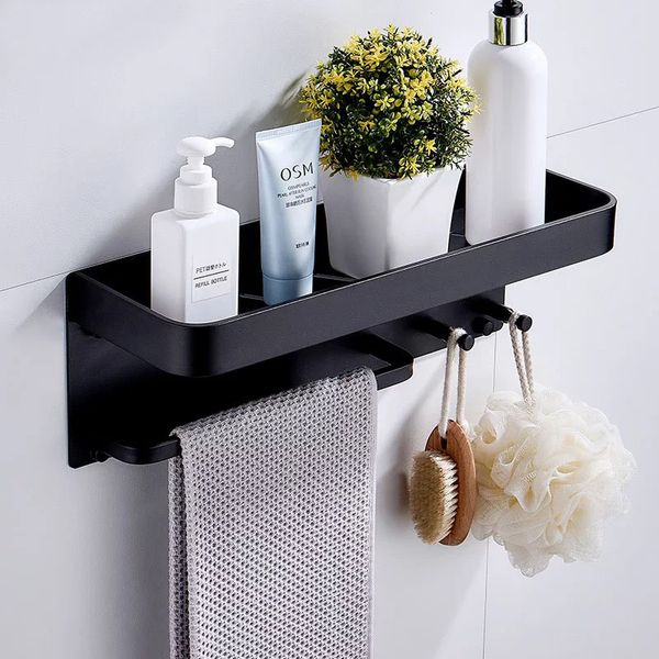 

nail black space aluminum bathroom shelves with hooks wall mount bathroom shelf bath storage rack hook easy to install d