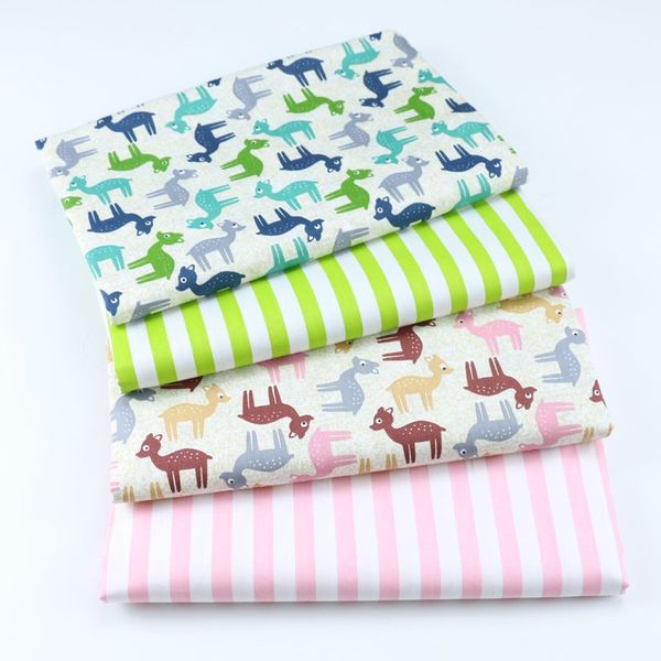 

cartoon fawn color striped cotton twill fabric single fabric children's bedding pajamas gown sewing textile cotton, Black;white