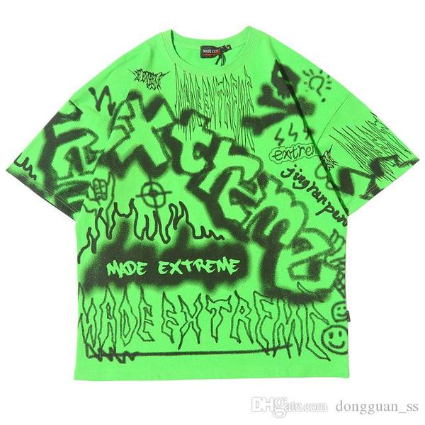 

harajuku graffiti t shirt sweatshirt mens hip hop short sleeves streetwear casual fashion clothes hipster 2020 new cotton, White;black