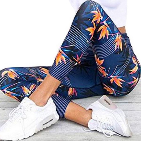 

womens luxury maple leaf printing yoga pants fashion gym workout sportwear brand 2019 new arrive sport tights stretch new, Black