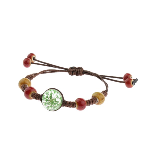 

ceramic bracelet adjustable handmade flower beads chain for women girls, Golden;silver