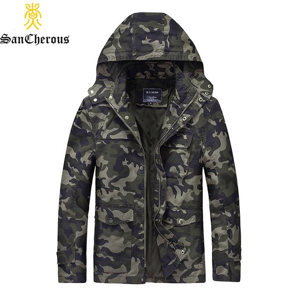 

2017 hood zipper casual army camouflage men jacket thick spring autumn men jacket size -3xl, Black;brown