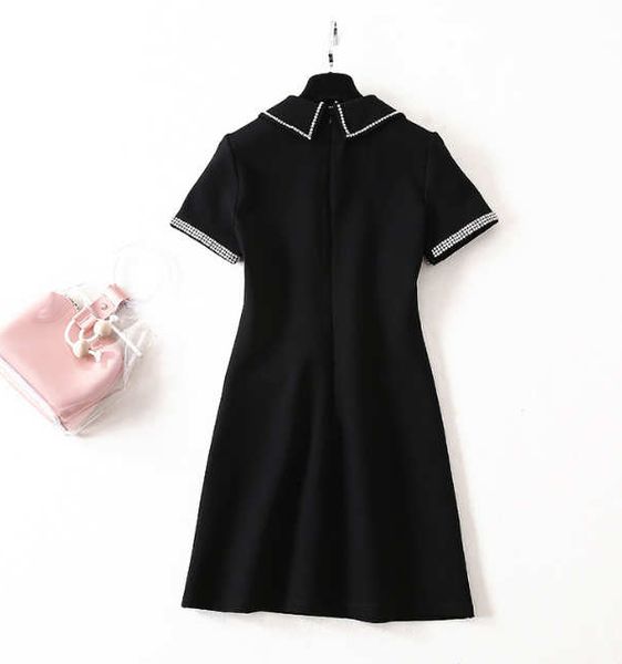 

2020 summer new arrival womens dresses luxury brand casual short sleeve pure color womens dresses s-xl, Black;gray