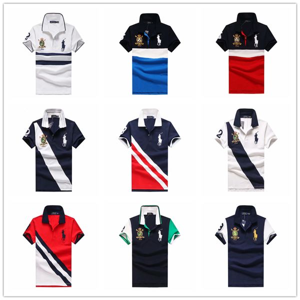 

Ральф Лорен рубашки Мужские одежды мужские Роскошные дизайнерские рубашки мужчины лето отложным воротником с коротким рукавом хлопок мужчины повседневная рубашка поло топы