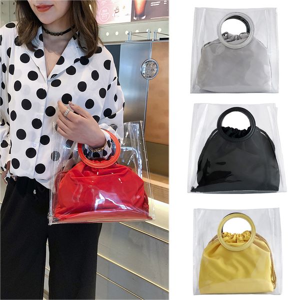 

30#women transparent wild cute messenger shoulder bag solid color transparent bag handbag taschen women