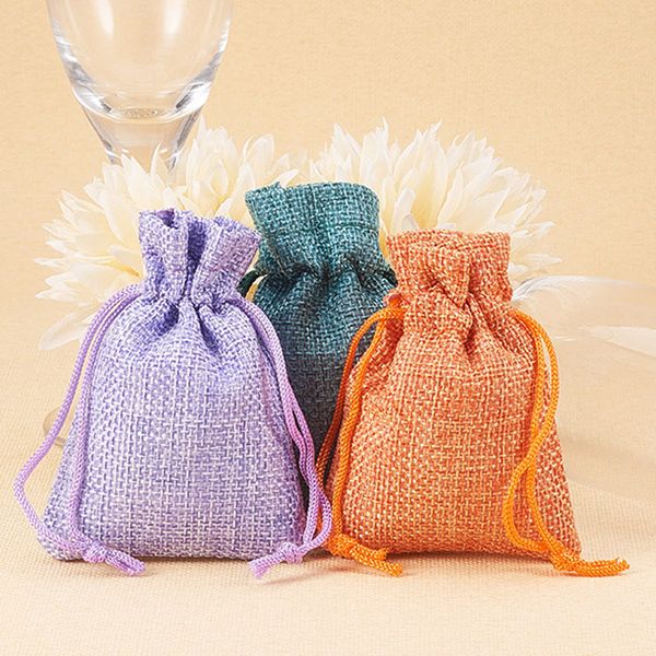 

7x9см льняные мешки для упаковки ювелирных изделий смешанного цвета, Pink;blue