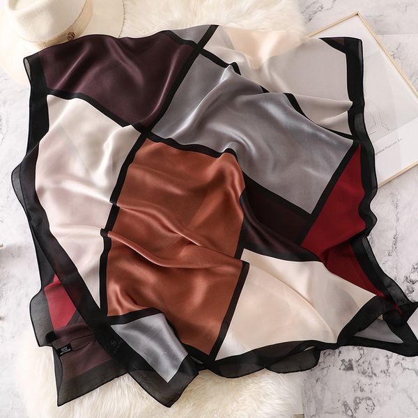 

fashion women large soft satin scarf square silk geometric scarves purpose covers cloth gifts many uses wholesale 2019 shawl