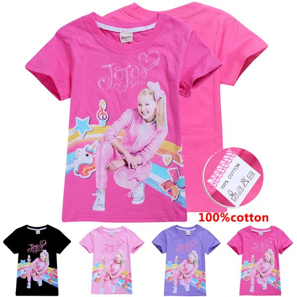 

jojo siwa clothes kids t-shirts tees 100% cotton 4-12t kids girls summer t-shirt 110-150cm kids designer clothes girls wholesale ass348, Blue