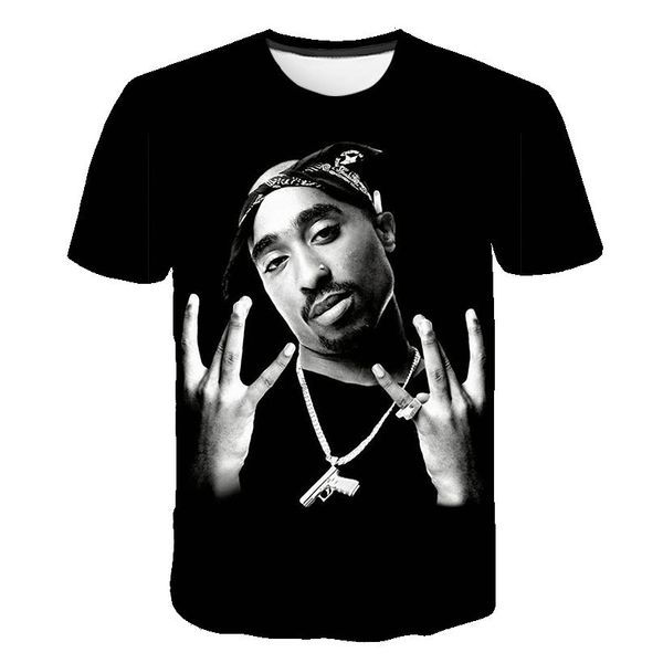 

shirt fashion hip hop summer xr081 new 3d funny style print men women rapper t arrive 2pac tupac qvwax, Black