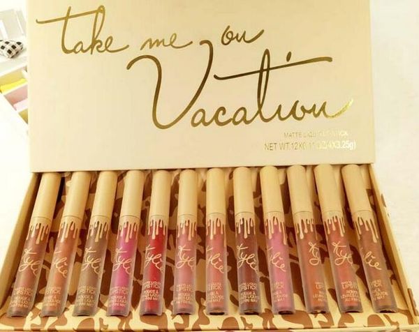 

Brand ky lingerie liquid matte lip tick waterproof nude lip glo makeup co metic party gift 12 color drop hipping in tock