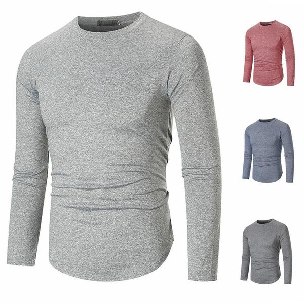 

solid color mens designer long sleeve tshirts fashion slim crew neck mens tees casual males clothing, White;black