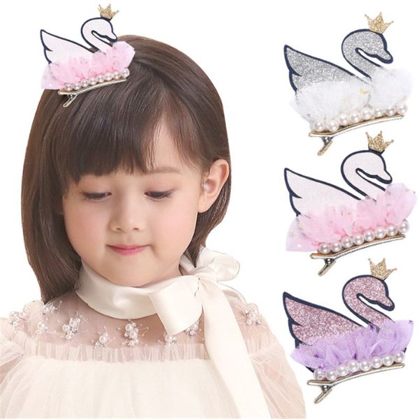 

10pcs/lot hair accessories crown swan pearl fascinator headband children hairpin festival party gift headwear, Slivery;white