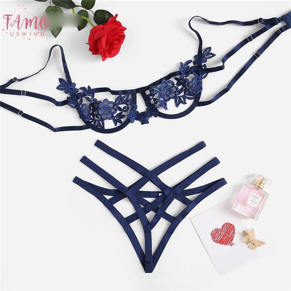 

blue harness appliques underwire women underwire intimates 2019 black thongs v string transparent female underwear bra set, Red;black