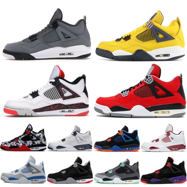 

promotion bred 4 4s basketball shoes men mens cool grey thunder black silt red splatter tattoo singles day designer sneakers, White;red