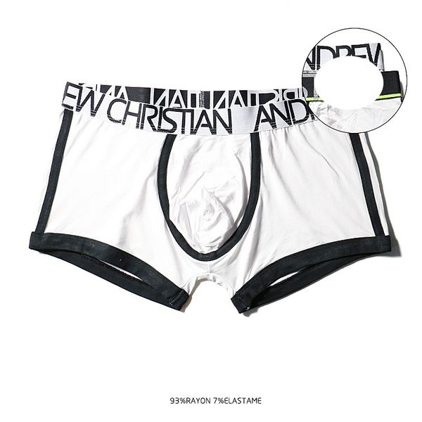 

men's underwear boxer tagless bulge pouch trunk bamboo rayon fabric, Black;white