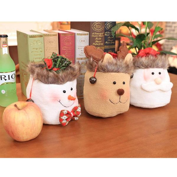

merry christmas apple bag santa claus snowman elk applique creative candy gift drawstring bag children festival party supplies