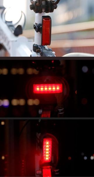 

smart induction brake bicycle taillight usb charging riding warning safety bike light bicycle gate flashing light colorful