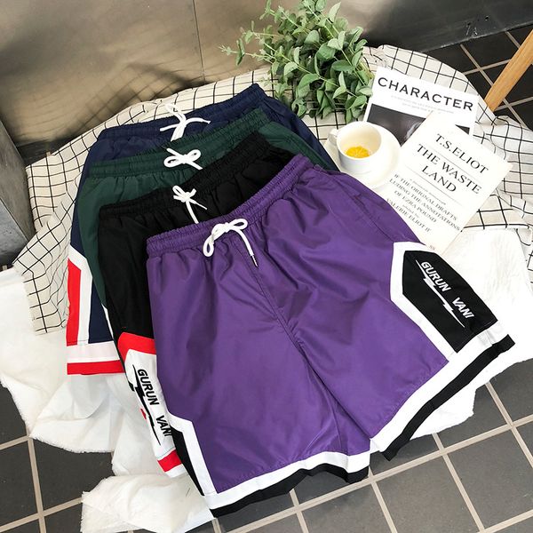 

летние шорты мужские пляжные повседневные баскетбол хип-хоп рэп удобные спортивные мужские шорты модные брюки 100% хлопок фиолетовый зеленый, White;black