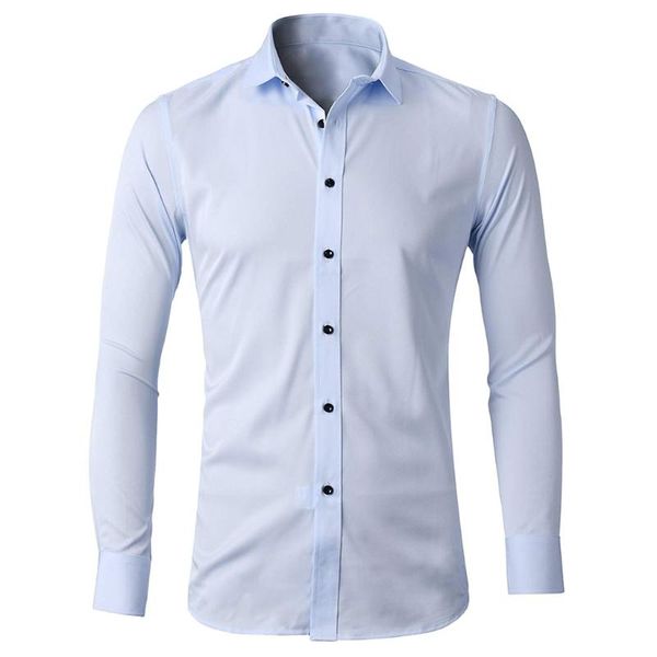 

chamsgend long sleeve man shirts cottton blend men's blouse casual solid button long sleeve turn-down collar shirt blouse, White;black