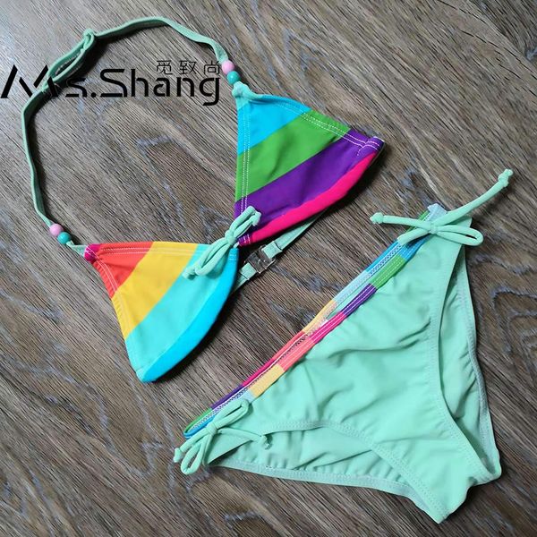 

6-14 year striped girl swimsuit kids swimwear teenager girl bikini set halter bathing suit cute swimming suit for girls