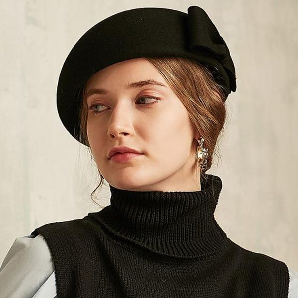 

winter women's french style letter wool knitted beret hats women fashion warm painter berets hat female beanies cap #3, Blue;gray