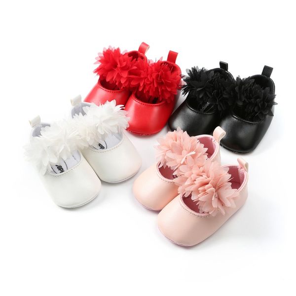 

spring infant lace flower baby girl pu first walkers anti-slip soft sole bottom walking princess shoes