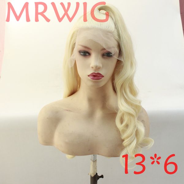 

mahazel 13*6in long body wavy big lace front lace wig synthetic for woman transparent lace hair color 26in 150%density, Black