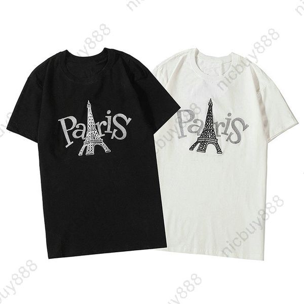 

designer luxury mens summer clothing simple classic embroidery paris tower letter print t-shirt fashion t shirts tshirts casual tee top, White;black
