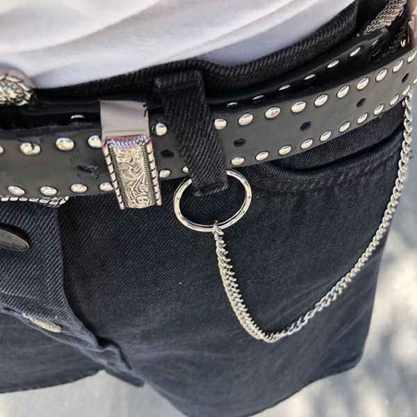 

45cm long metal wallet belt chain rock punk trousers hipster pant jean keychain silver ring clip keyring men's hiphop jewelry