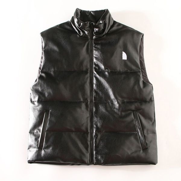 

северные мужского жилет американского дизайнера лица вниз жилет роскошь pu кожи вниз хлопок жилет зимы ветрозащитных женщин людей пуховика, Black;white