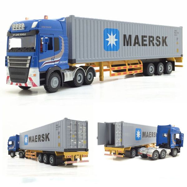 

1/50 scale alloy metal truck trailer container truck high simulation diecast model engineering vehicle toy collection display y200109