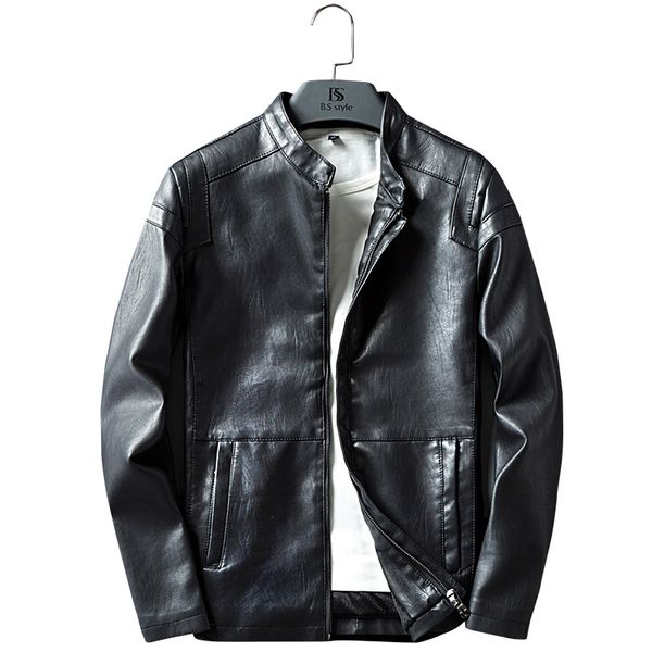 

autumn winter men's pu jackets coats m-3xl brown motorcycle biker faux leather jacket men clothes thick velvet coats moto c173, Black