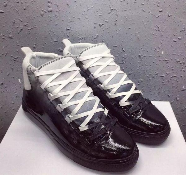 

with box] luxury arena sneaker shoes fashion kanye west brand leather men's casual trainers party dress shoes zapatos hombre 39-46, Black