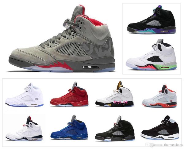 

mens 5 basketball shoes 5s v olympic metallic gold white cement man og black metallic red blue suede sport sneakers size 7-13