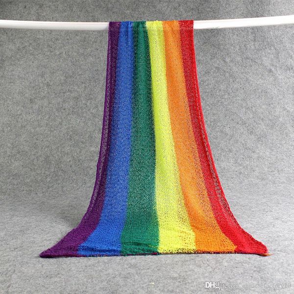 

rainbow mohair swaddling blanket wrap newborn stretch pgraphy props infant soft p props blankets for 0-2m baby 3 color dhl
