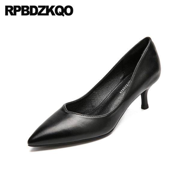 

winkle picker office formal black thin kitten medium heels designer ladies low shoes pointed toe scarpin pumps 2019 size 33 4 34