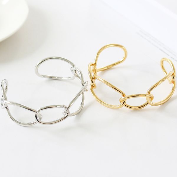 

punk chunky cuff bracelet for women minimalist elegant gold silver color hollow splice geometric open bracelets bangles