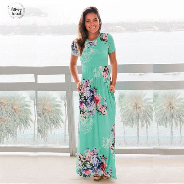 

женщины макси платья саржа богемия цветочный принт летнее платье повседневная с коротким рукавом o шеи пляж boho длинное платье vestido своб, Black;gray