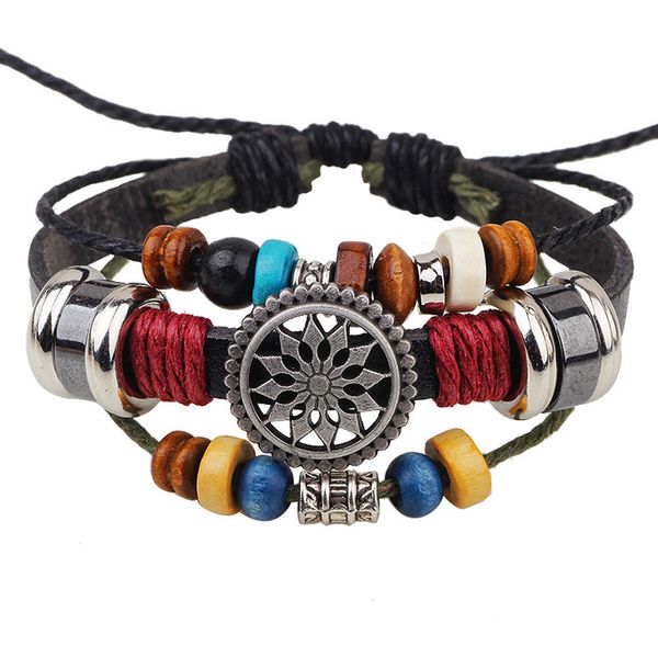 

retro cowhide bracelet fashion temperament wild beaded bracelet, Black