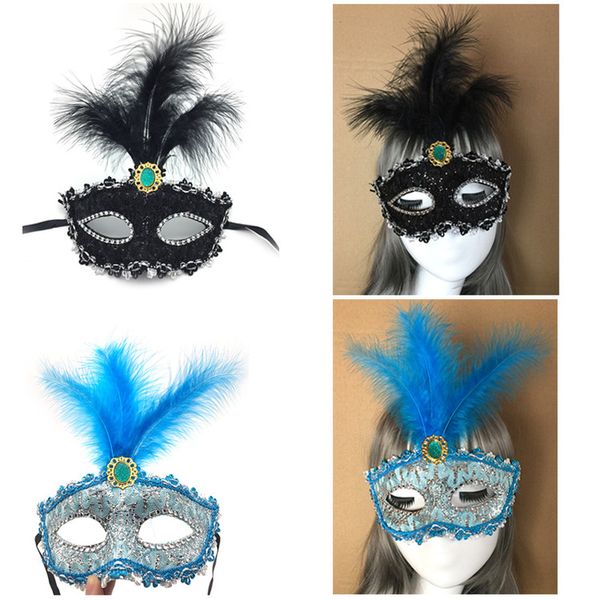 

new lace dragon pattern half face maskss masquerade dance performance masks halloween party princess feather masks wholesale, Silver